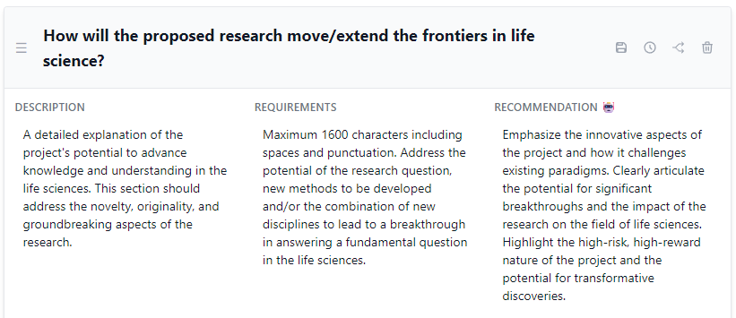 GrantorAI extracted requirements analysis showing funder priorities and strategic recommendations