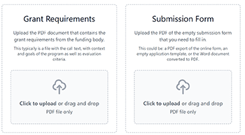 Upload grant information